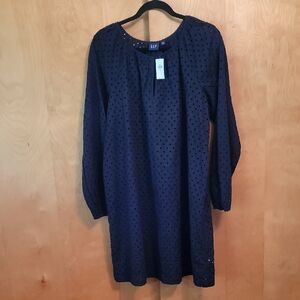 Gap Black Eyelet Longsleeve Dress